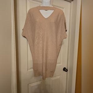 Elegant V-Neck Knit Sweater - Tan